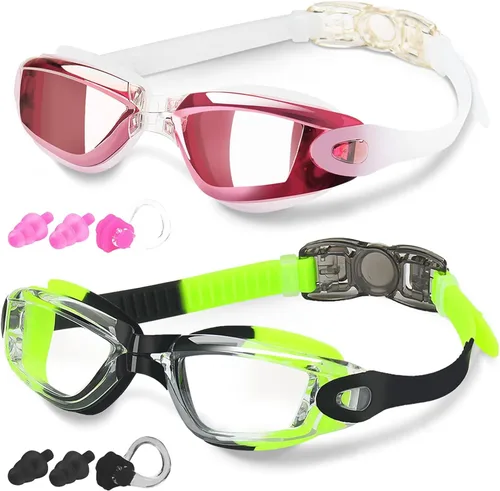 Miniatura 10 de COOLOO Gafas de natación, paquete de 2 gafas de natación para hombres y mujeres, gafas de natación para adultos, jóvenes, adolescentes, niños, gafas