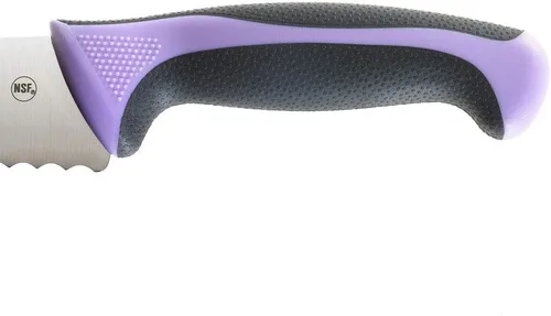 Miniatura 4 de Mercer Culinary Millennia Cuchillería con Mango de Color - Cuchillo para Pan de 10" (Borde Ondulado Ancho) Morado