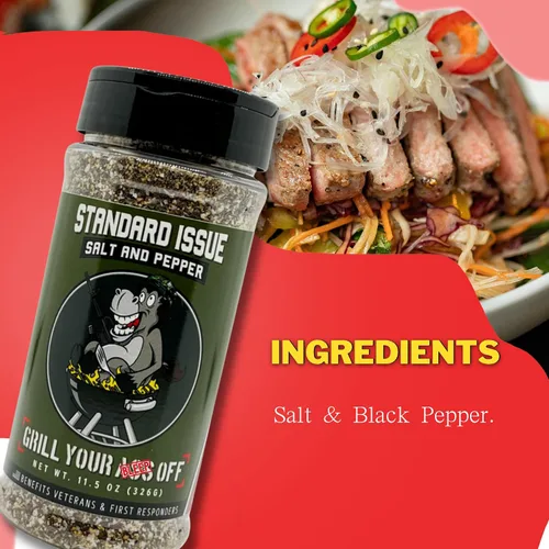 Miniatura 6 de Grill Your As* Off Edición Estándar de Sal y Pimienta – Mezcla Gourmet de 11.5oz para Carne, Aves de Corral, Mariscos, Pasta y Verduras – Ideal