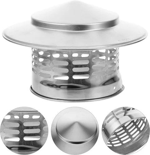 Miniatura 9 de Veemoon Tapa de lluvia de chimenea de acero inoxidable, cubierta de chimenea de 4.3 pulgadas, tapa de ventilación de techo, parte superior cónica