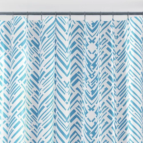 Miniatura 5 de Zenna Home Cory Chevron - Cortina de ducha impermeable de PEVA, gris y azul, 70 x 72 pulgadas