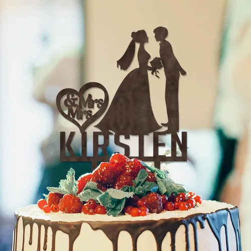Miniatura 8 de Decoración para tarta de boda con silueta lesbiana del mismo sexo, decoración para tartas de compromiso para ella y ella, decoración para tartas