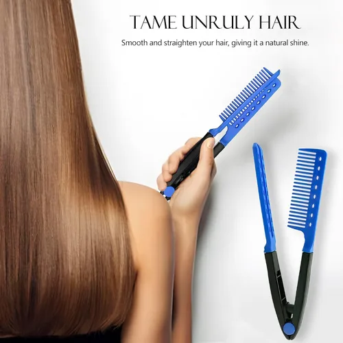 Miniatura 2 de Juego de 2 peines alisadores de cabello, peine de hierro plano para hermosos tresses, alisador con agarre firme, ideal para cabello anudado
