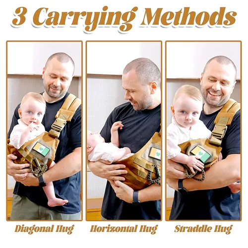 Miniatura 7 de Portabebés con Eslinga, Transportador Ajustable para Niños Pequeños con Asientos de Cadera y Mosquetones para Bebés de 3-48 Meses 10-30 Libras Niños