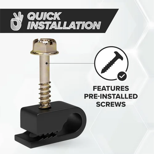 Miniatura 5 de THE CIMPLE CO Clips de cable individuales con tornillos, abrazaderas de cable coaxial de 1/4 de pulgada para exteriores, gestión de cables