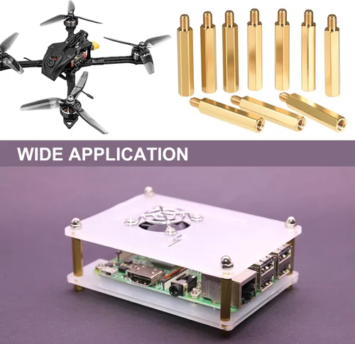 Miniatura 4 de uxcell M2.0.197x0.157 in+0.157 in macho-hembra latón hexagonal PCB placa base separador separador para FPV Drone Quadcopter, computadora y placa