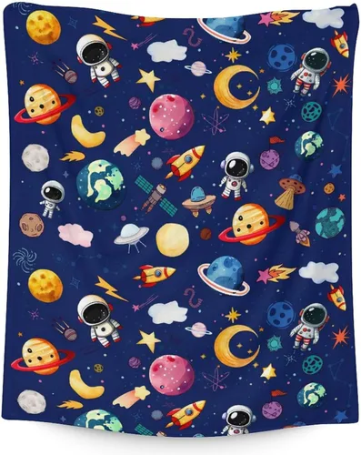 Miniatura 11 de Regalos de planeta – 30 x 40 pulgadas Lindas mantas amantes de los planetas para niños – Manta suave y mullida azul para regazo y oficina