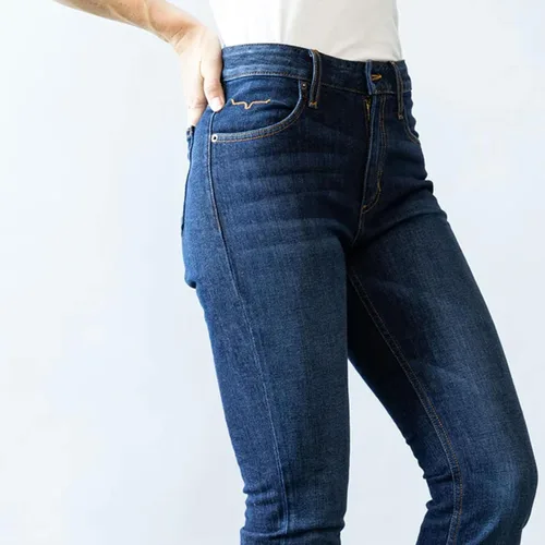 Miniatura 4 de Kimes Ranch Jennifer - Jeans de tiro ultra alto para mujer, color azul oscuro lavado