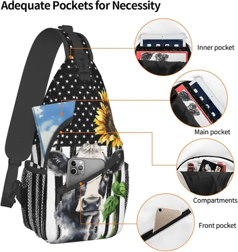 Miniatura 4 de Fylybois Bolso bandolera para hombres y mujeres, mochila cruzada en el pecho, bolsas de hombro