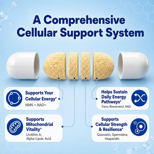 Miniatura 4 de Suplemento liposomal NMN + NAD+ - Soporte de NAD+ de doble fuente con resveratrol, AKG y urolitina A - Energía celular, vitalidad y bienestar diario