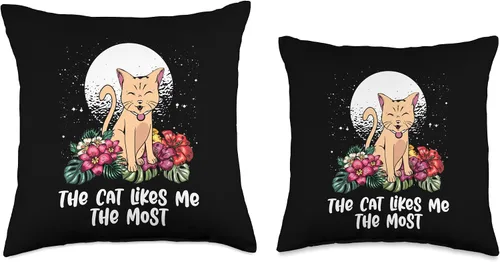 Miniatura 3 de The Cat Likes Me the Most Cat Mom Funny Cat Dad Humor Throw Pillow