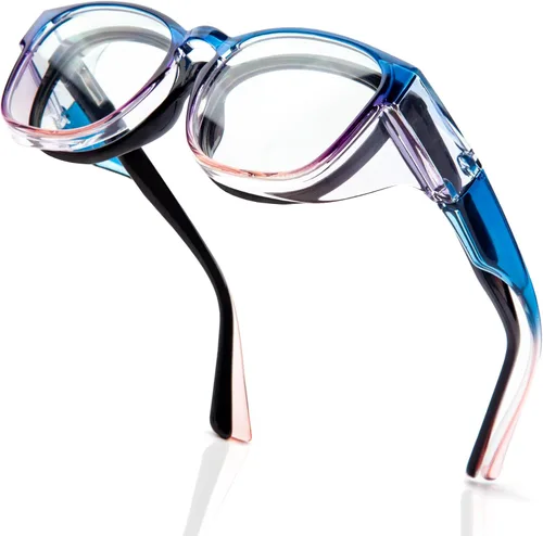 Miniatura 12 de LianSan Gafas de seguridad sobre anteojos para mujer, gafas antivaho que se ajustan sobre las gafas para certificación ANSI Z87.1 Gris claro