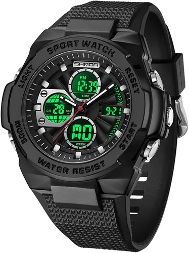 Miniatura 11 de FANMIS Reloj deportivo de cuarzo digital multifunción militar para hombre, impermeable, con alarma, LED, azul