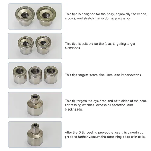 Miniatura 5 de Elitzia 9 puntas 3 varitas calidad diamante dermoabrasión reemplazos eliminar arrugas puntos negros líneas finas ETL06A (aluminio)