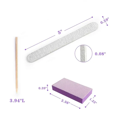 Miniatura 4 de Kit básico profesional desechable para manicura de 3 piezas, lima de uñas de madera grano 100/180, mini pulidor grano 80/100, palo de madera, juego
