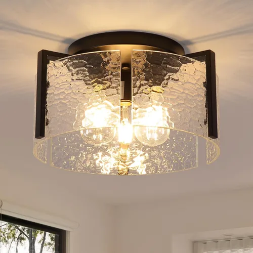 Lámpara de techo negra de montaje empotrado, lámpara de entrada moderna de 3 luces, montaje de techo, accesorios de iluminación de cocina, lámparas