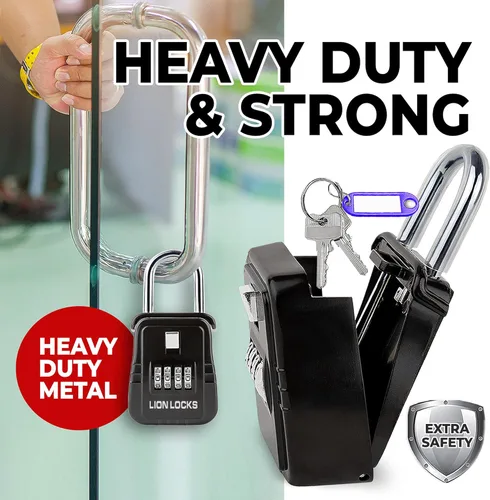 Miniatura 3 de Lion Locks 1500 Caja de Bloqueo de Llaves con Código, Caja de Seguridad para Llaves al Aire Libre, Caja de Seguridad para Inmobiliarios para Negro