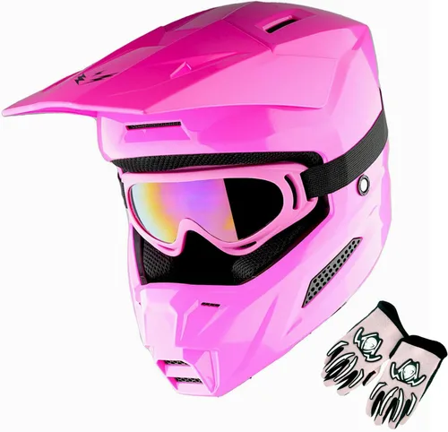 Miniatura 14 de 1Storm Casco de motocross juvenil ATV BMX Dirt Bike Go Kart Skate para niños, multideportes, adolescente, blanco brillante + gafas + guantes Paquete