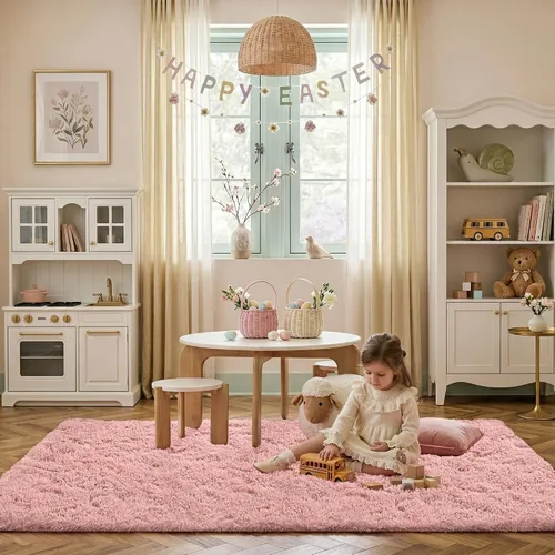 Miniatura 43 de Alfombra mullida de 5 x 8 pies, apta para mascotas, de fácil cuidado, ultra suave, con respaldo antideslizante, moderna alfombra de felpa mullida