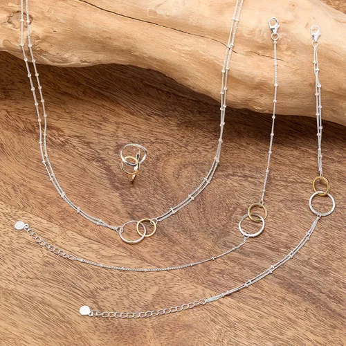 Miniatura 8 de Silpada Pagosa - Collar de eslabones circulares en plata de ley y chapado en oro de 14 quilates