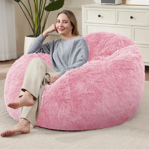 Miniatura 21 de Bean Bag Cover (No Filler) Soft Faux Fur Stuffed Animal Bean Bag Storage, Fluffy Plush Bean Bag Chair Cover Washable, Comfy Bean Bag Covers for Dark
