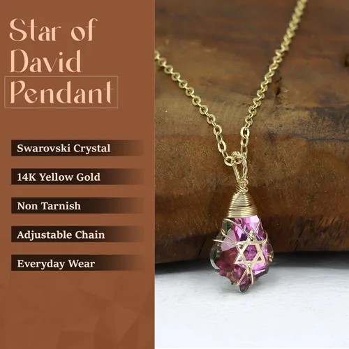 Miniatura 34 de Collar de estrella de David para mujeres y hombres, collar de estrella judía relleno de oro de 14 quilates, collar de Israel