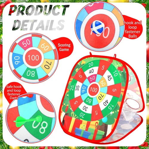Miniatura 3 de Liliful Juego de lanzamiento de bolsas de frijoles de Navidad 3 en 1, juegos de fiesta de Navidad para familias, juego plegable de cornhole