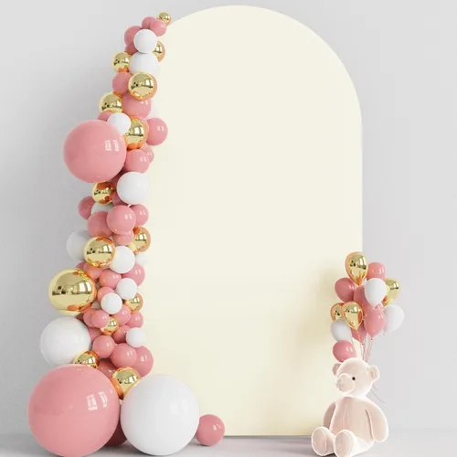 Miniatura 13 de Wokceer Funda para Arco de Boda de 6.6 Pies de Spandex Ajustada Cubiertas para Soporte de Arco de Boda Parte Superior Redonda Chiara Funda de Telón