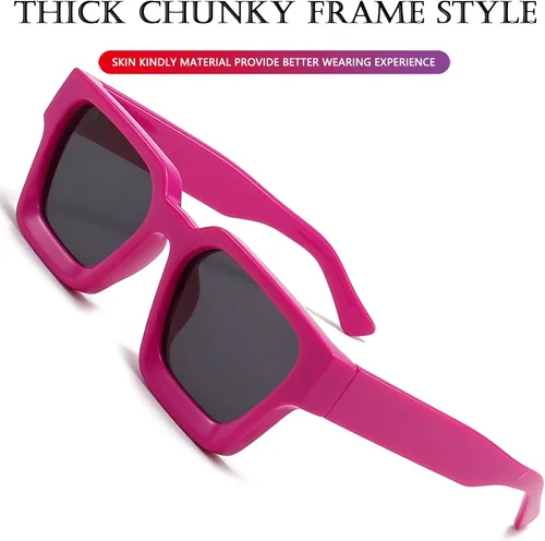 Miniatura 152 de AIEYEZO Gafas de sol cuadradas para mujeres y hombres, gafas de sol cuadradas con montura gruesa, estilo de diseñador simple
