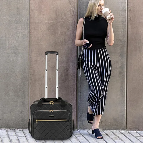 Miniatura 7 de Ytonet Bolsa para portátil con ruedas para mujer, Negro -, Bolsa con ruedas para laptop