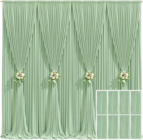 Miniatura 119 de Cortina de fondo beige de 10x10 para bodas y fiestas, cortina de fondo beige sin arrugas para fotos, cortinas de fondo para decoración de baby Gris