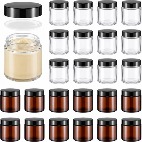 Miniatura 38 de Norme 48 frascos de vidrio de 4 onzas con tapas a prueba de fugas, redondos, herméticos, vacíos, frascos cosméticos con forros internos en la tapa