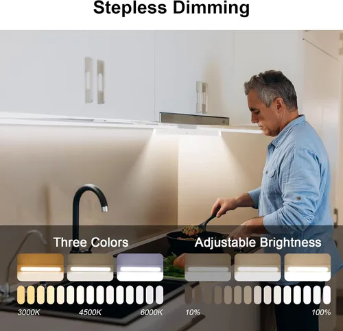 Miniatura 3 de 56 luces LED inalámbricas para debajo del gabinete, luces debajo de la encimera para control táctil de cocina, iluminación magnética de armario