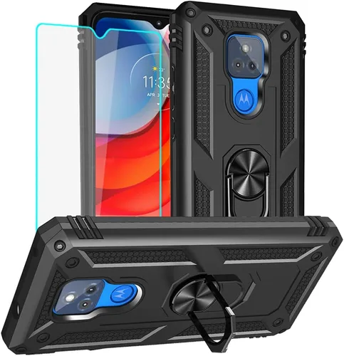 Miniatura 9 de Funda para Moto E Phone Case, Moto E con protector de pantalla HD, fundas protectoras de grado militar con anillo para Moto E 2020 (rojo)