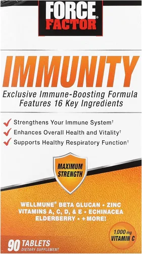 Force Factor Refuerzo de inmunidad, apoyo inmunológico con saúco y 1000 mg de vitamina C, más vitamina D, zinc, probióticos, quercetina,
