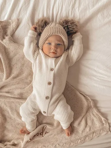 Miniatura 2 de Ropa de otoño para bebé, niña, niño, ropa de punto de manga larga, mameluco acanalado, overol de suéter de invierno para llegar a casa