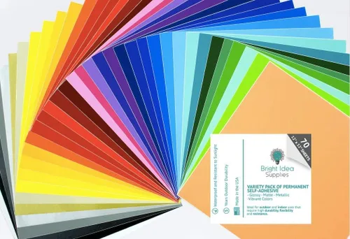 Miniatura 7 de Bright Idea - Vinilo permanente, paquete de 70 hojas de vinilo de 12 x 12 pulgadas compatibles con máquina de corte, paquete permanente para Arco