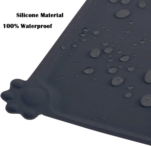 Miniatura 4 de Tapete de silicona para alimentación de mascotas, impermeable, para perros y gatos, bordes elevados para evitar derrames, bandeja individual