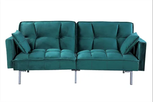 Miniatura 10 de Container Furniture Direct Regal - Sofá cama convertible de terciopelo con estilo de mediados de siglo, diseño copetudo y patas de metal, ideal