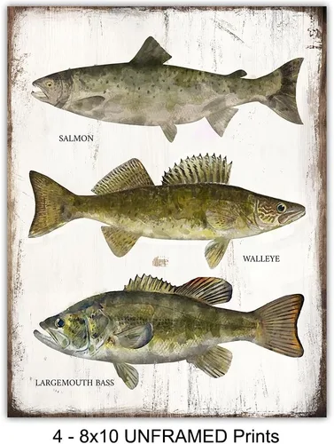 Miniatura 3 de Accesorios de pesca, impresión de patente, caña, carrete, señuelos, juego de arte de pared – Decoración de casa de lago o montaña para el hogar