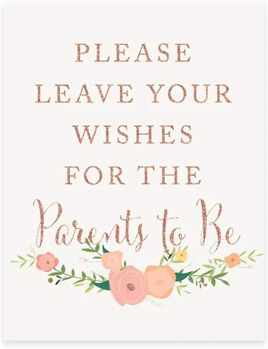 Miniatura 59 de Andaz Press Letreros de fiesta de boda, purpurina de oro rosa sintético con flores, 8.5 x 11 pulgadas, resalta tu versículo bíblico favorito