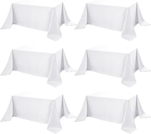 Miniatura 13 de Paquete de 6 manteles negros para mesas cuadradas, 54 x 54 pulgadas, tela de poliéster resistente a las manchas para mesas de 2 pies, manteles
