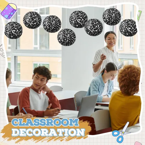 Miniatura 3 de Honoson 12 linternas de papel de composición para el regreso a clases, decoraciones de fiesta colgantes redondas de 10 pulgadas para aula, oficina