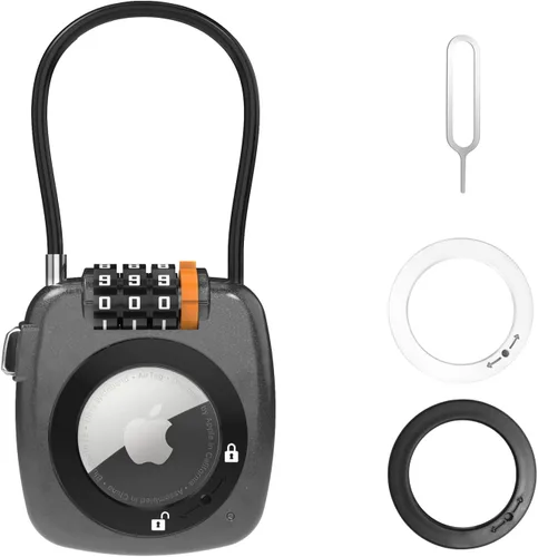 Miniatura 8 de Llavero Airtag con cerradura de combinación de 3 dígitos para equipaje, maleta, mochila, taquillas, cerraduras de equipaje de viaje, cerradura