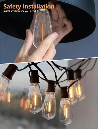 Miniatura 9 de Bombillas de Repuesto LED Edison ST40, 10 Bombillas de Luz Transparentes de 0.6 Vatios, Bombillas LED para Cadena de Luces, Bombillas de Repuesto