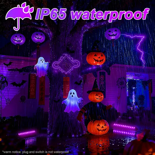 Miniatura 5 de Barras de luz LED negras de 45 W IP65 con interruptor de encendido y apagado de 59 pulgadas para póster, cumpleaños, escenario, Halloween, Navidad
