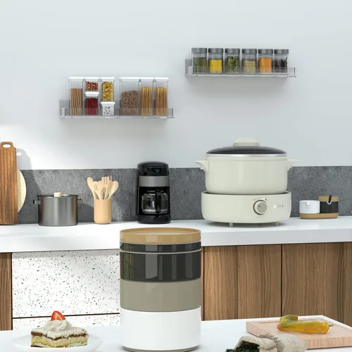 Miniatura 7 de Sezanrpt Estante acrílico para especias de montaje en pared, estantes colgantes para condimentos, tarros de especias de cocina, organizador