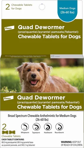 Miniatura 8 de Elanco Desparasitador cuádruple masticable para perros pequeños, 2-25 libras, 4 tabletas masticables, blanco