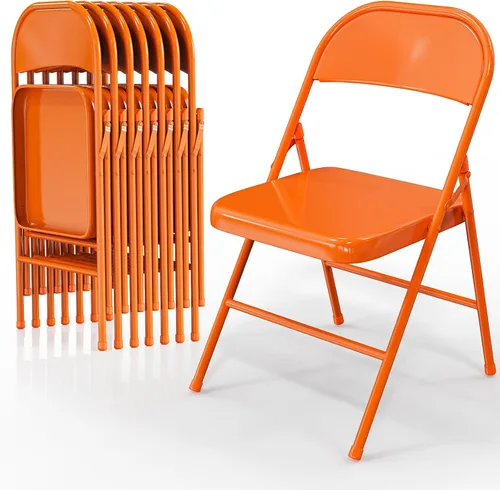 Miniatura 12 de VINGLI Sillas plegables con marco de metal de acero, capacidad de 350 libras, duraderas, portátiles y versátiles para uso en interiores y Negro
