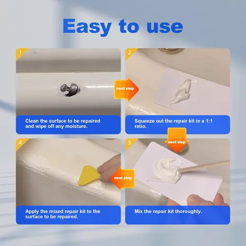 Miniatura 6 de Kit de reparación de bañera blanco, excelente para ducha de fibra de vidrio marina, fregadero de porcelana, cerámica, parche de bañera de acrílico